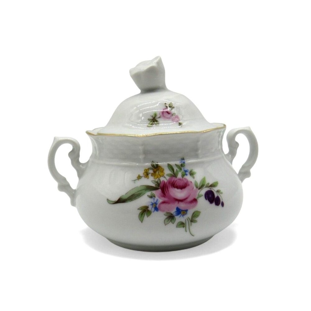 Belfor MEISSEN ROSE Bohemian Sugar Bowl Floral Czech Vintage